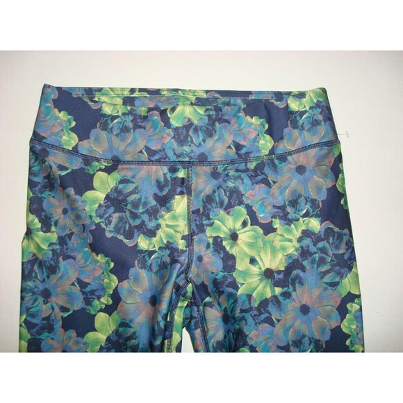 New Fabletics Womens Leggings S High Waist Capri Crop Yoga Run Floral Blue Green - Picture 2 of 4